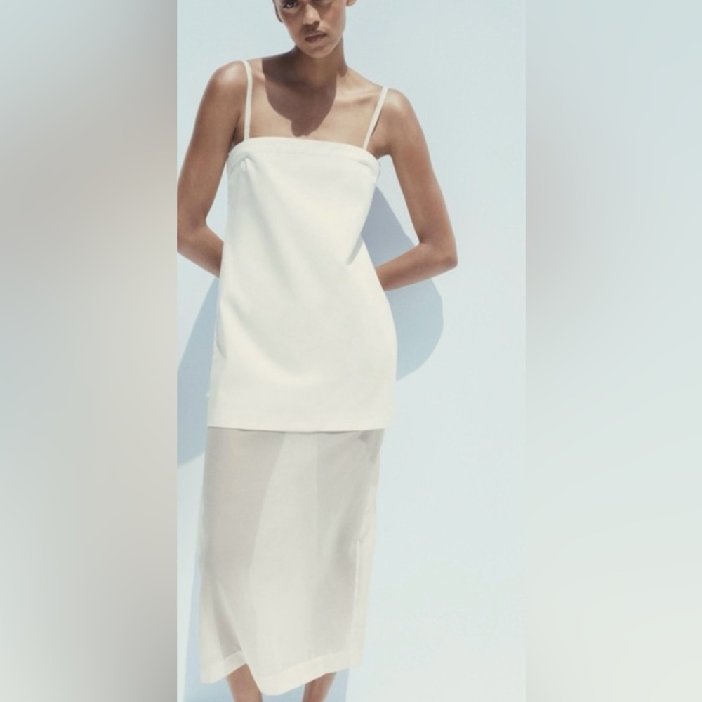 Zara Cream Sleeveless Organza Dress